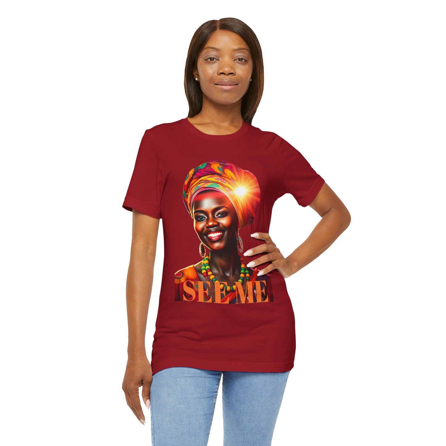 Empowering African-American Art Tee - 'SEE ME' Unisex Jersey Short Sleeve T-Shirt