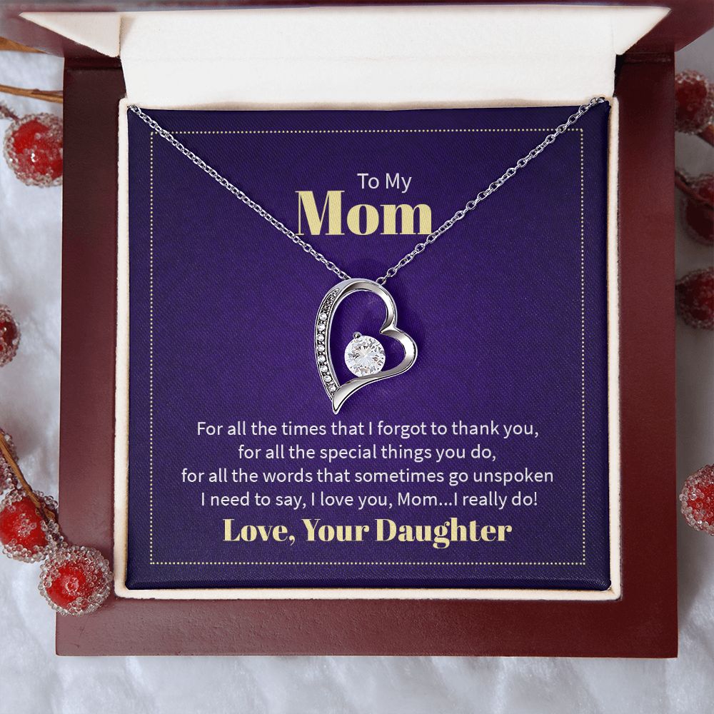 To My Mom Forever Love Necklace With message For Mom, Gift from Daughter or Son