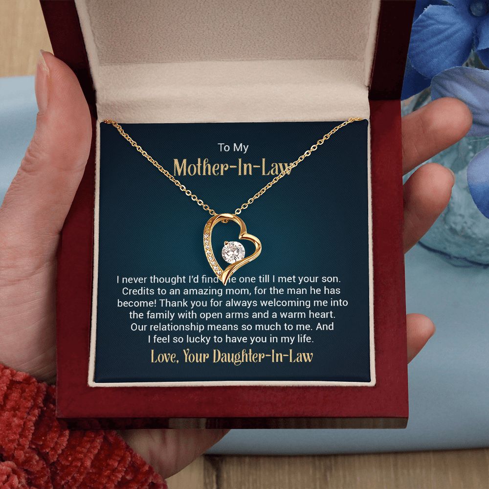 To My Mother - in - Law Forever Love Necklace With message For Mom, Gift from Daughter or Son