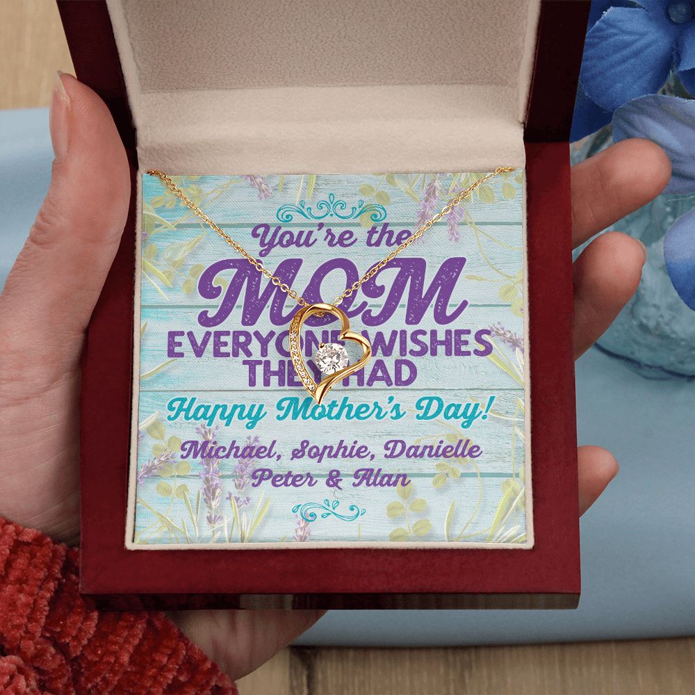 You Are The Mom Forever Love Necklace With message For Mom, Gift from Daughter or Son