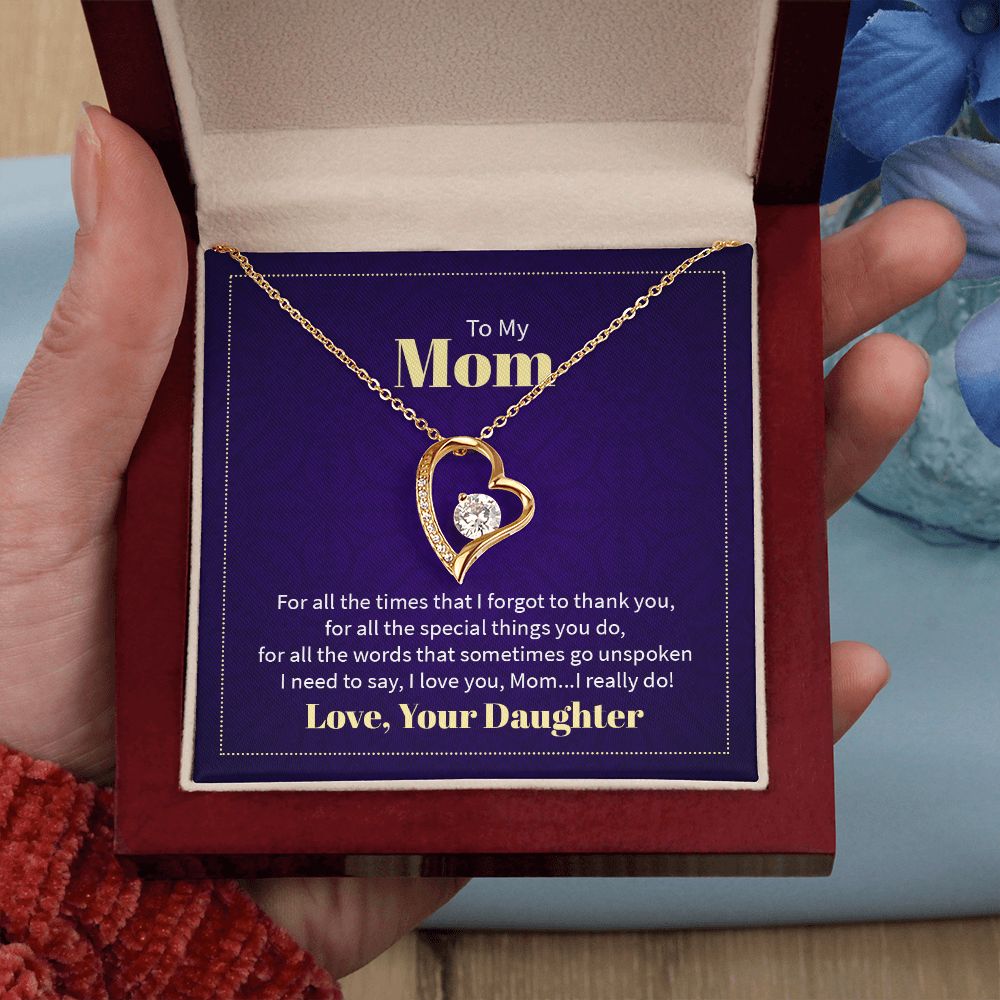 To My Mom Forever Love Necklace With message For Mom, Gift from Daughter or Son