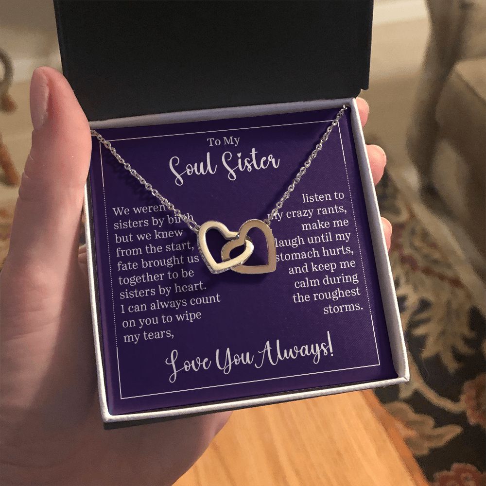 To My Soul Sister Interlocking Heart Gift For Birthdays, Anniversaries, Weddings, or Any Occasion