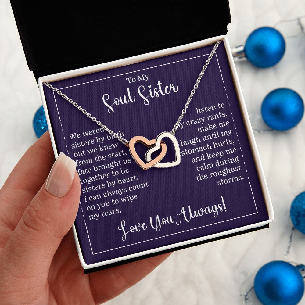 To My Soul Sister Interlocking Heart Gift For Birthdays, Anniversaries, Weddings, or Any Occasion
