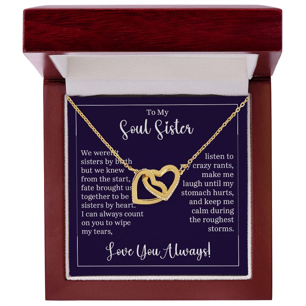 To My Soul Sister Interlocking Heart Gift For Birthdays, Anniversaries, Weddings, or Any Occasion