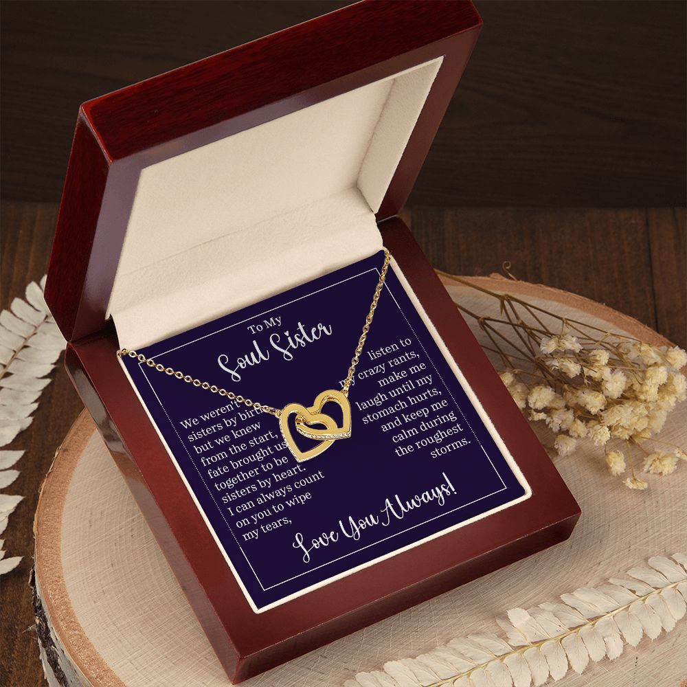 To My Soul Sister Interlocking Heart Gift For Birthdays, Anniversaries, Weddings, or Any Occasion