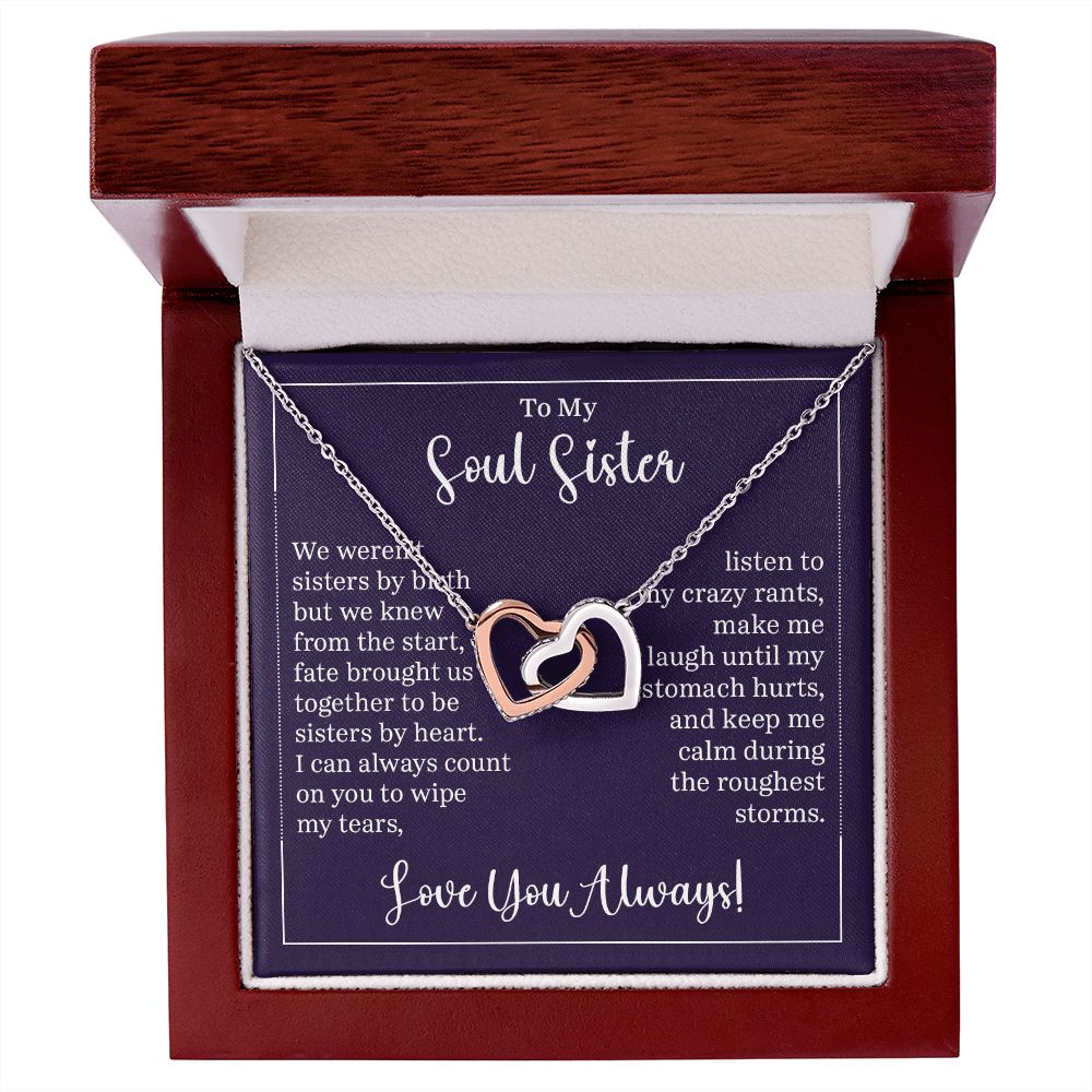 To My Soul Sister Interlocking Heart Gift For Birthdays, Anniversaries, Weddings, or Any Occasion