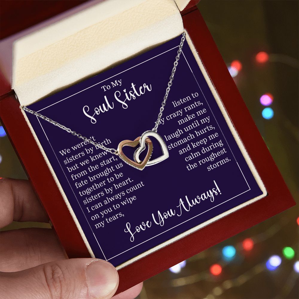 To My Soul Sister Interlocking Heart Gift For Birthdays, Anniversaries, Weddings, or Any Occasion