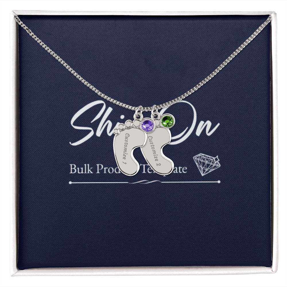 Custom Baby Feet Necklace with Birthstone With Baby's Engraved Name Gift for New Mom's