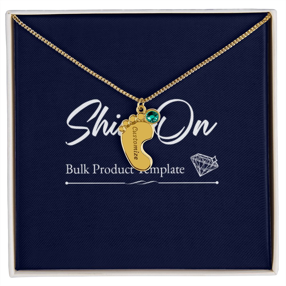 Custom Baby Feet Necklace with Birthstone With Baby's Engraved Name Gift for New Mom's