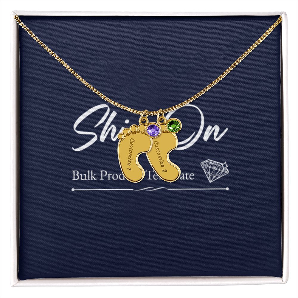 Custom Baby Feet Necklace with Birthstone With Baby's Engraved Name Gift for New Mom's
