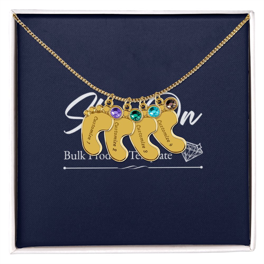 Custom Baby Feet Necklace with Birthstone With Baby's Engraved Name Gift for New Mom's