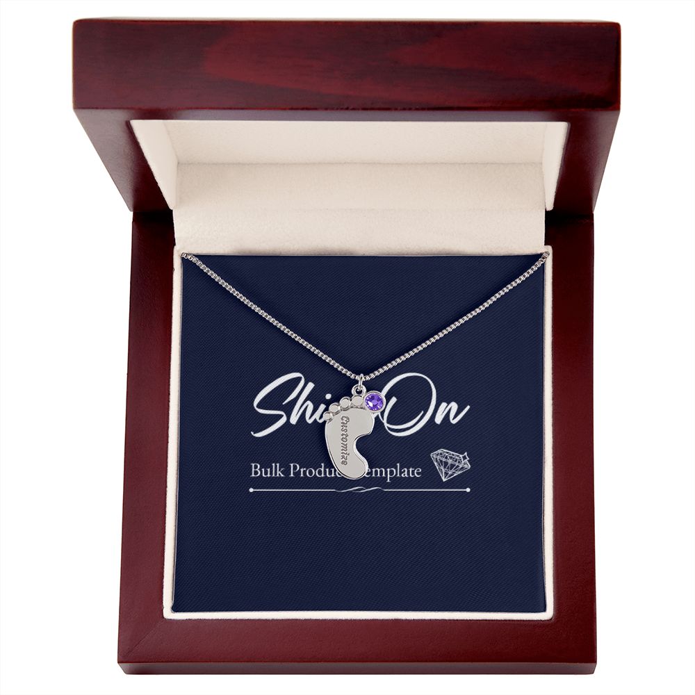 Custom Baby Feet Necklace with Birthstone With Baby's Engraved Name Gift for New Mom's