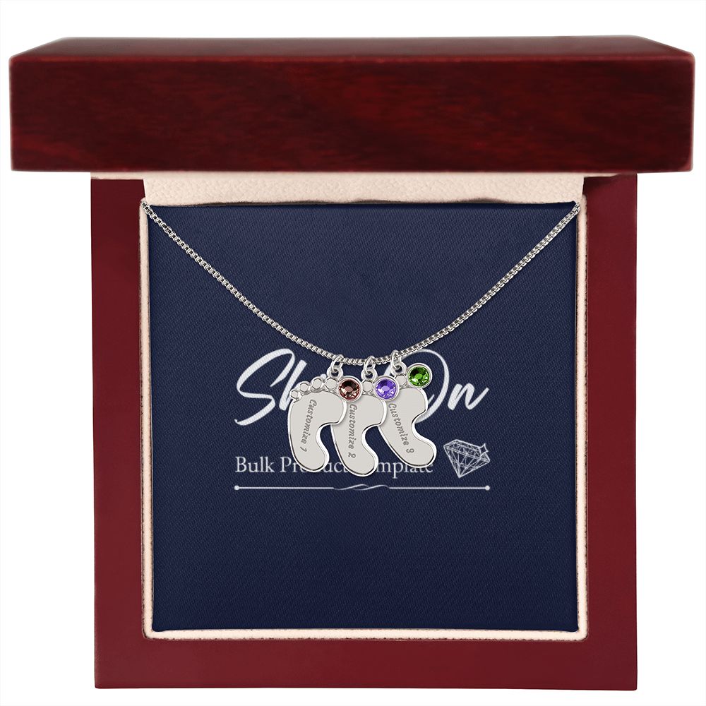 Custom Baby Feet Necklace with Birthstone With Baby's Engraved Name Gift for New Mom's