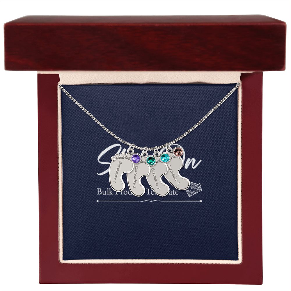 Custom Baby Feet Necklace with Birthstone With Baby's Engraved Name Gift for New Mom's
