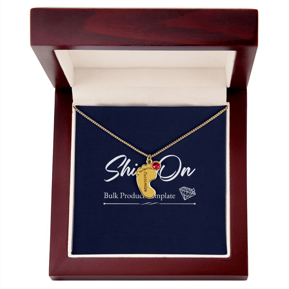 Custom Baby Feet Necklace with Birthstone With Baby's Engraved Name Gift for New Mom's