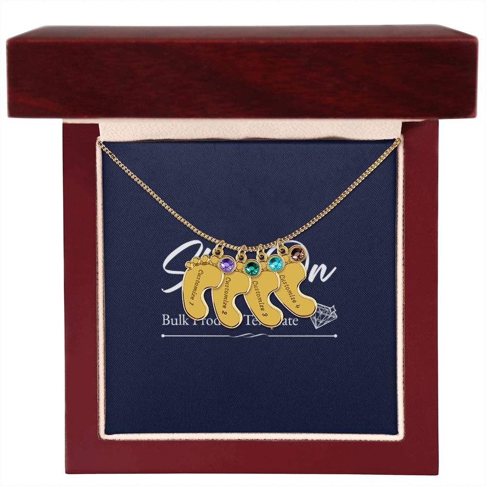 Custom Baby Feet Necklace with Birthstone With Baby's Engraved Name Gift for New Mom's