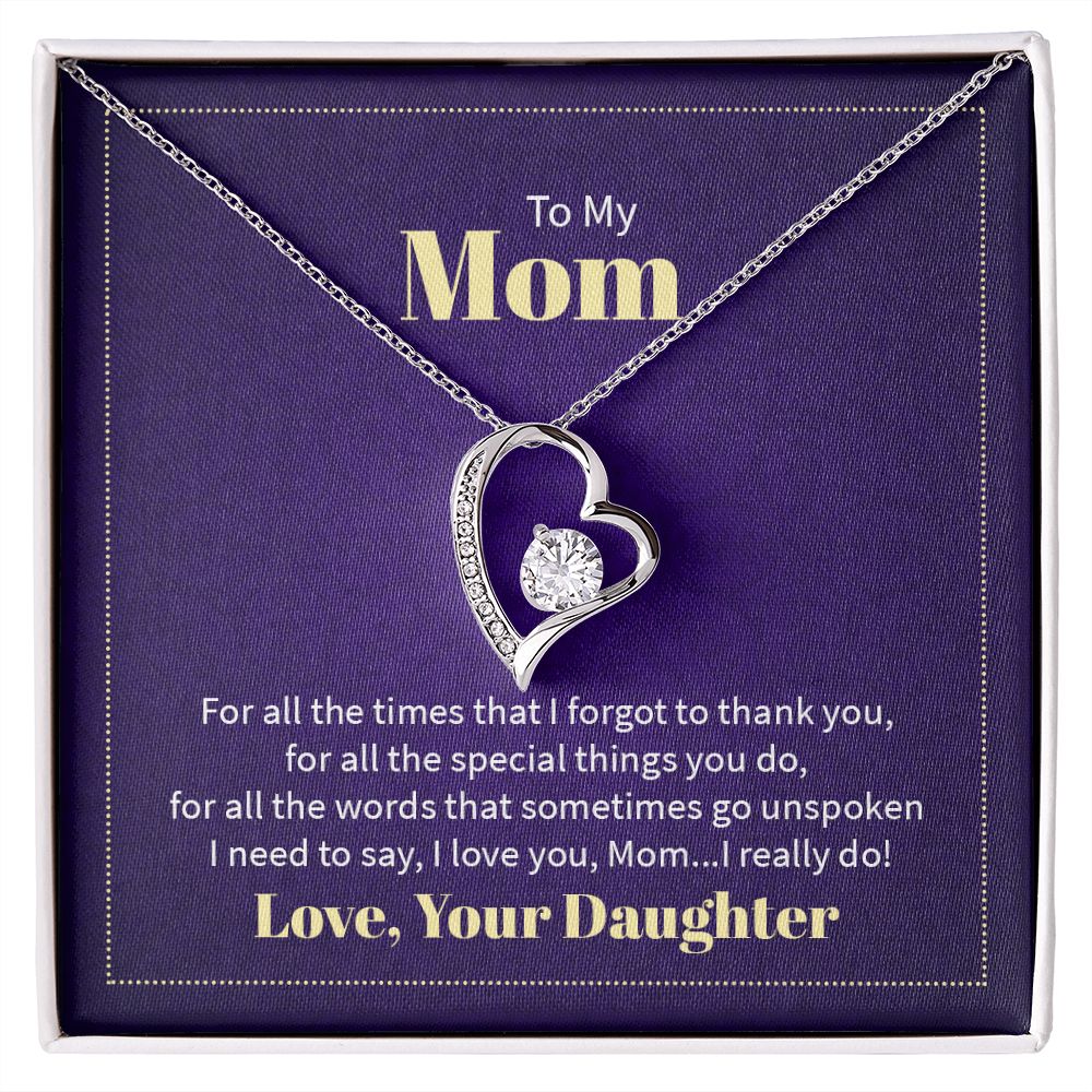 To My Mom Forever Love Necklace With message For Mom, Gift from Daughter or Son