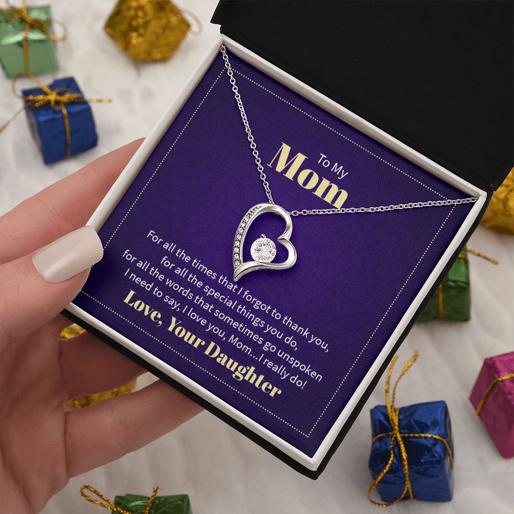 To My Mom Forever Love Necklace With message For Mom, Gift from Daughter or Son