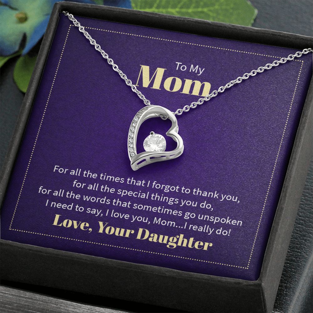 To My Mom Forever Love Necklace With message For Mom, Gift from Daughter or Son
