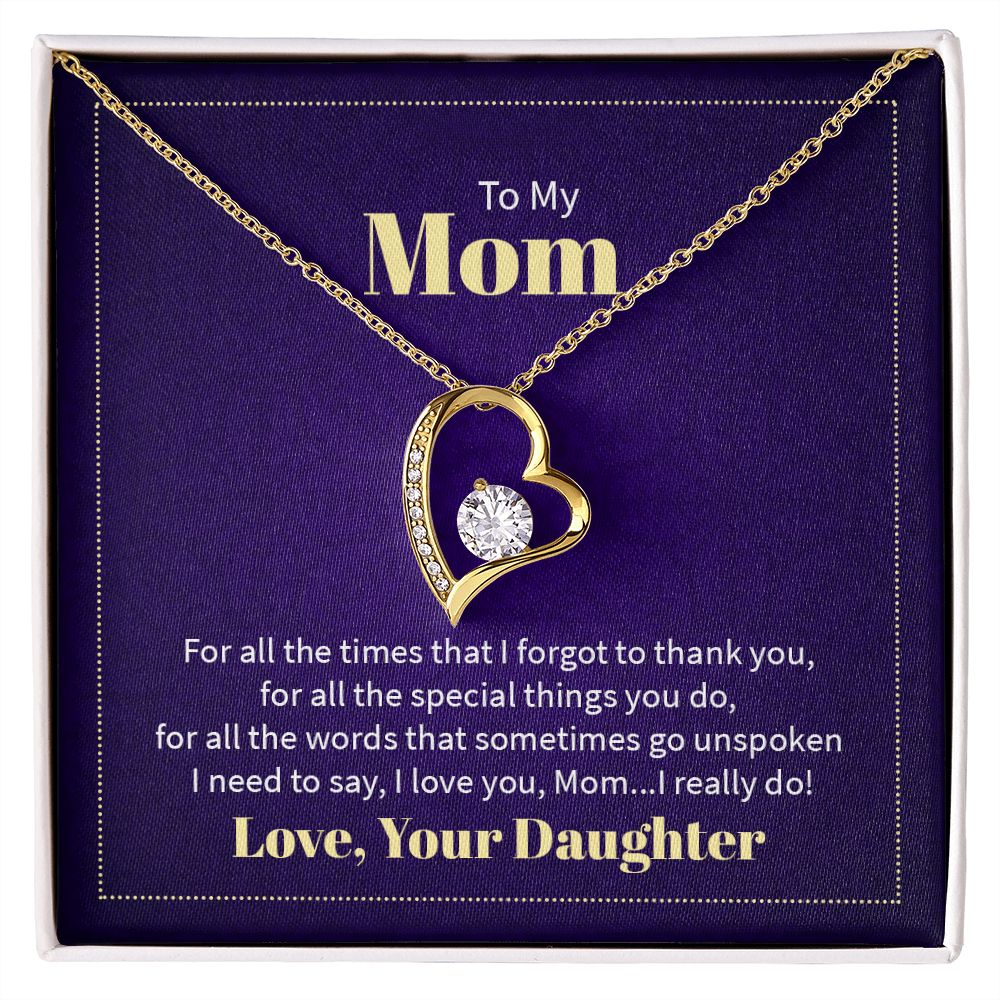 To My Mom Forever Love Necklace With message For Mom, Gift from Daughter or Son