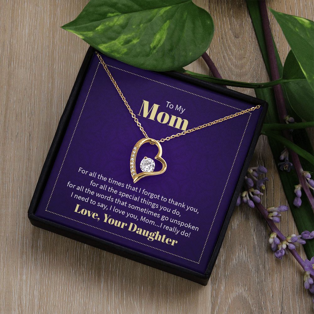 To My Mom Forever Love Necklace With message For Mom, Gift from Daughter or Son