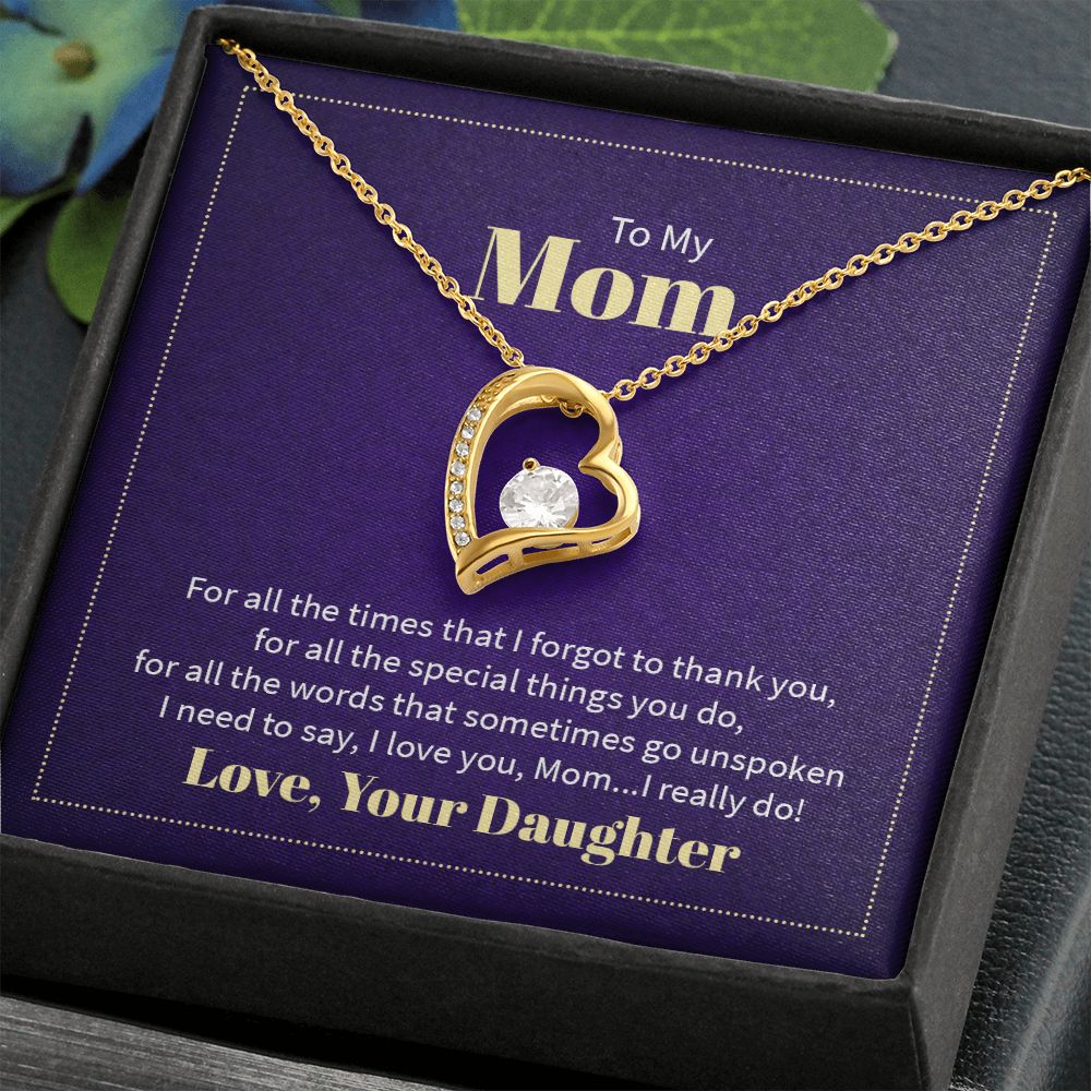 To My Mom Forever Love Necklace With message For Mom, Gift from Daughter or Son