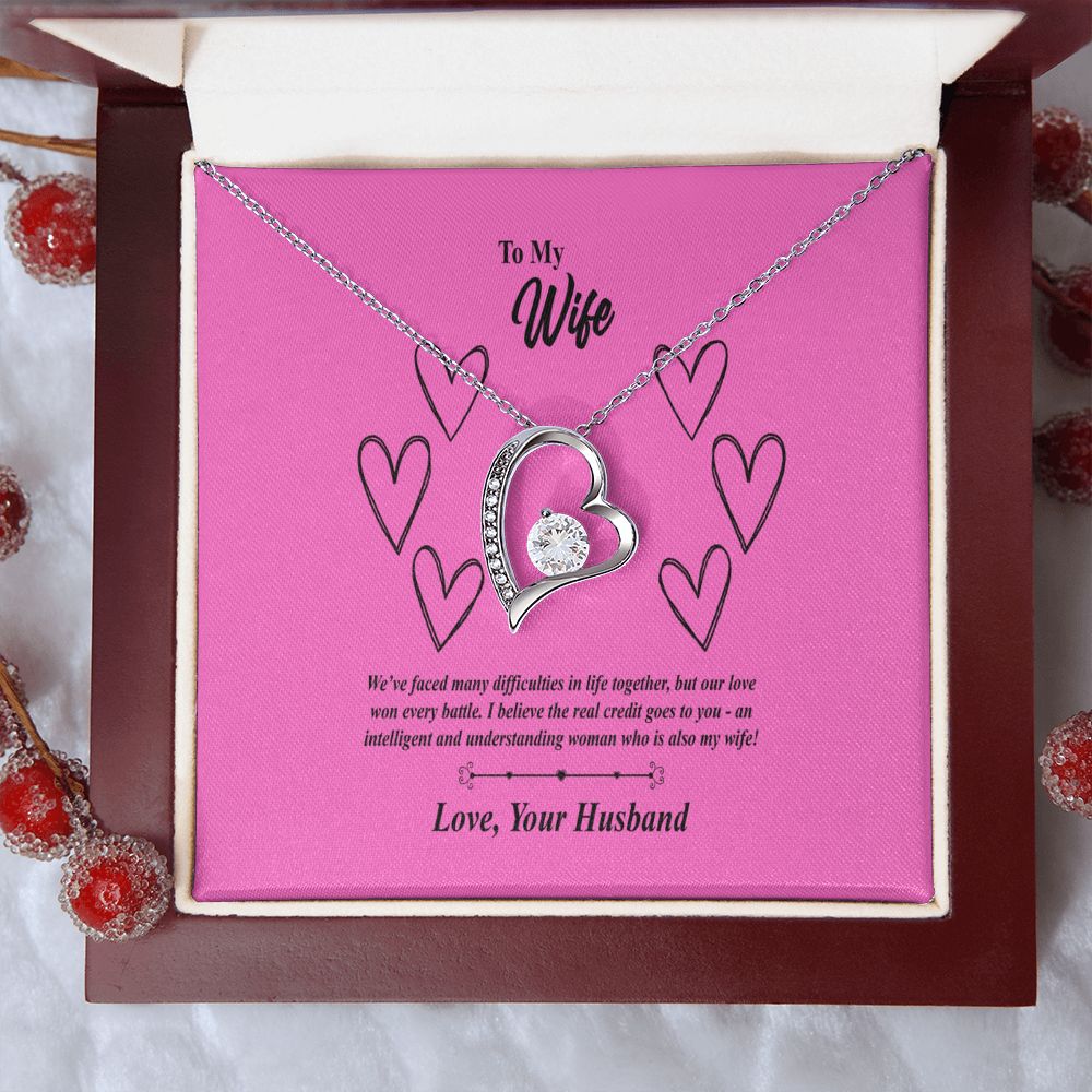 To My Wife, We' Face Many Battles Together Forever Love Necklace