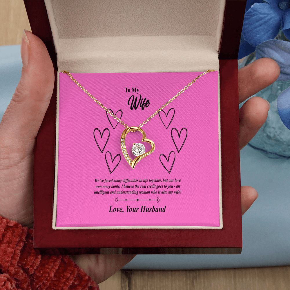 To My Wife, We' Face Many Battles Together Forever Love Necklace