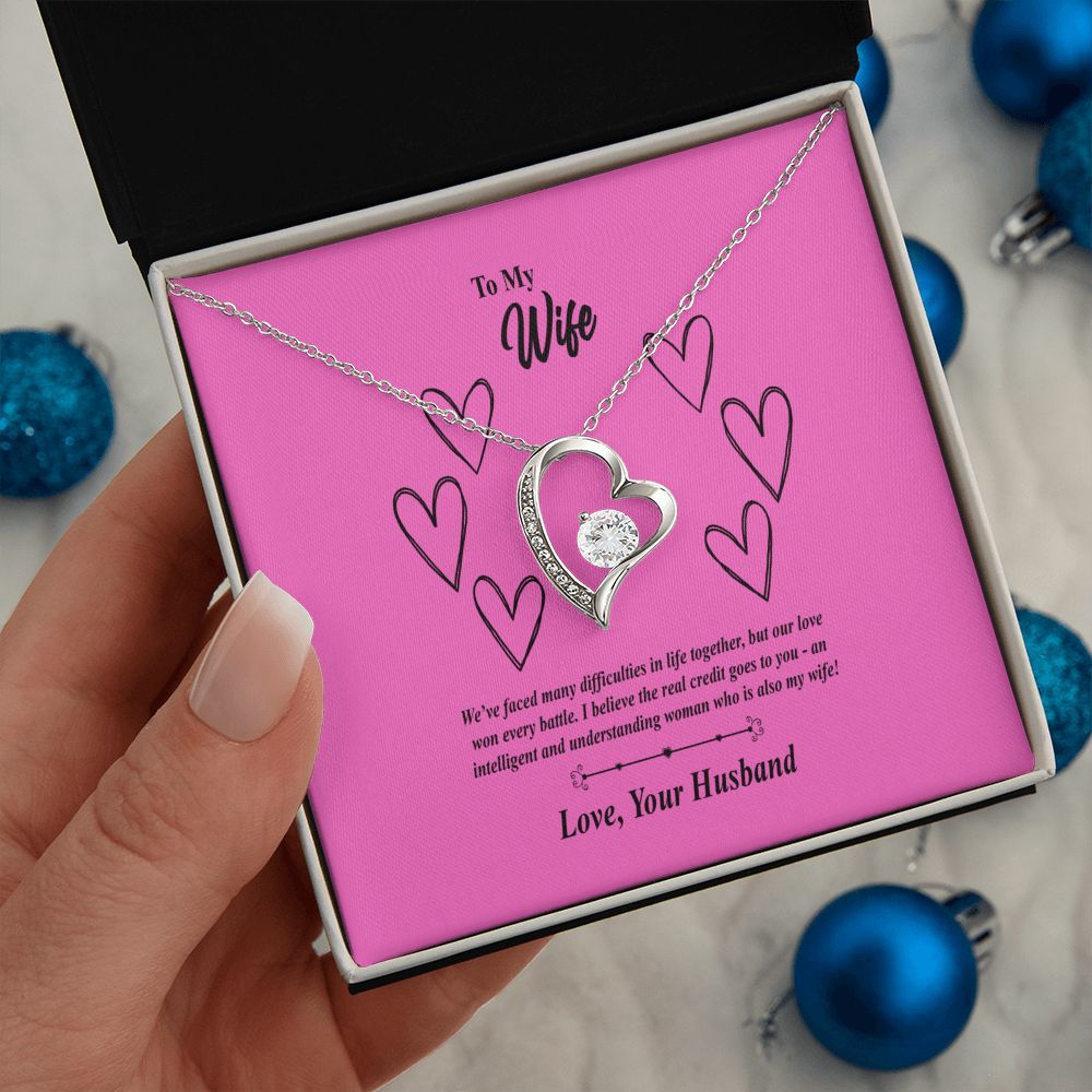 To My Wife, We' Face Many Battles Together Forever Love Necklace