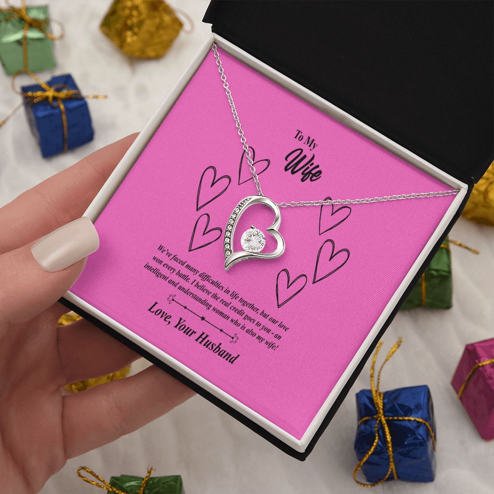 To My Wife, We' Face Many Battles Together Forever Love Necklace