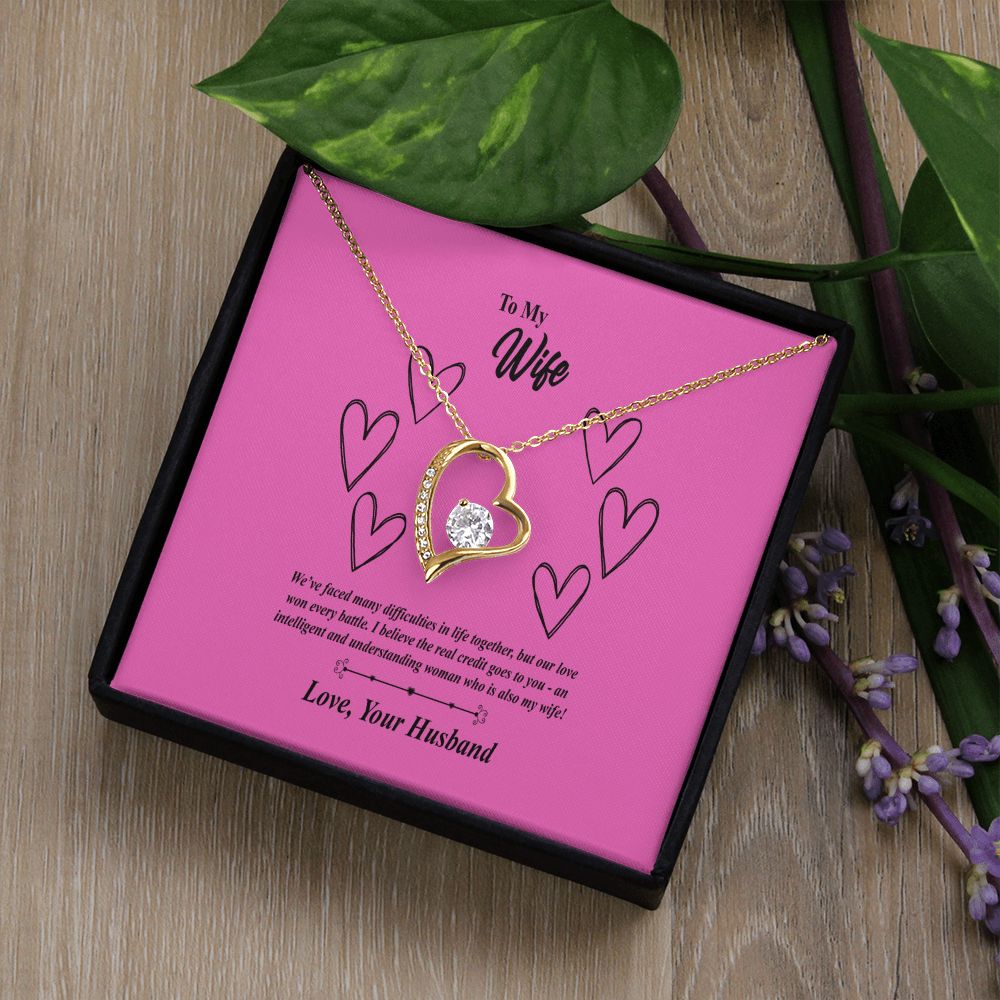 To My Wife, We' Face Many Battles Together Forever Love Necklace