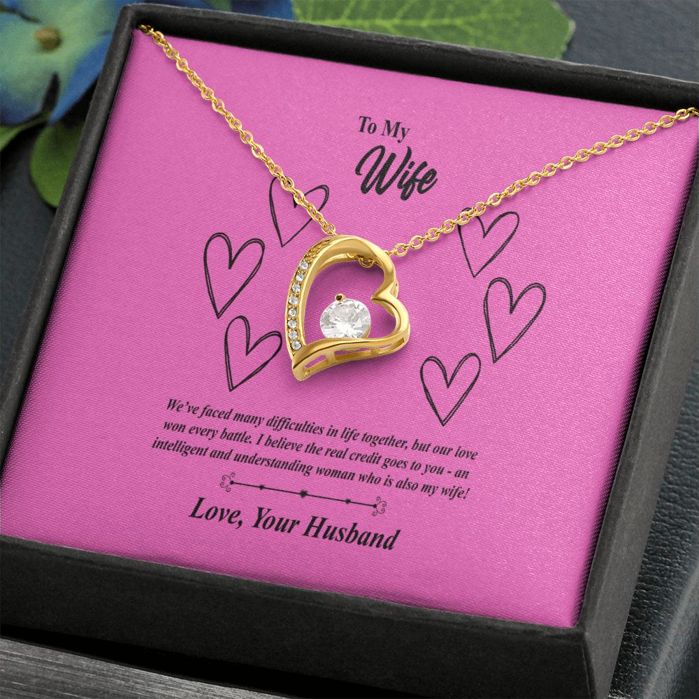 To My Wife, We' Face Many Battles Together Forever Love Necklace