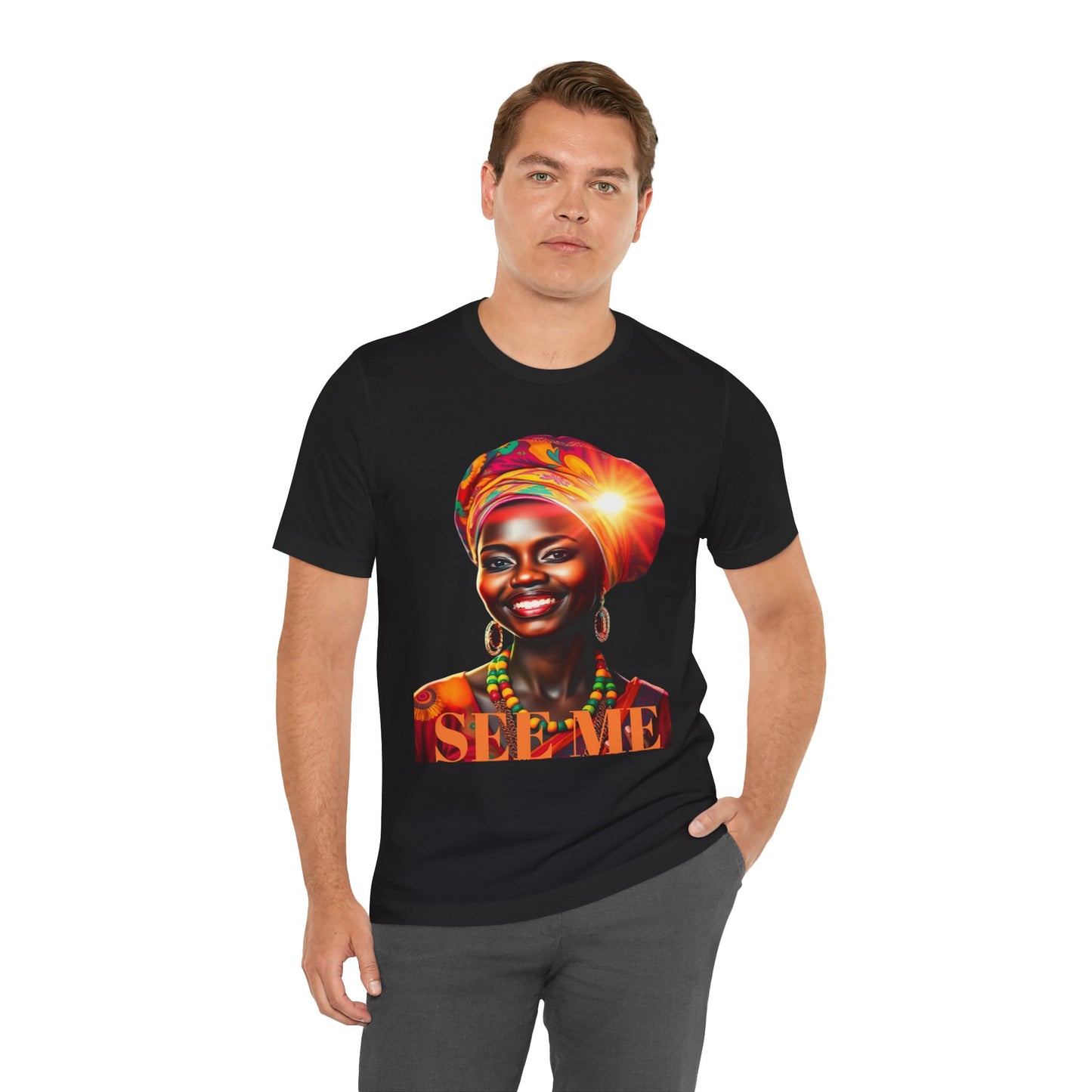 Empowering African-American Art Tee - 'SEE ME' Unisex Jersey Short Sleeve T-Shirt