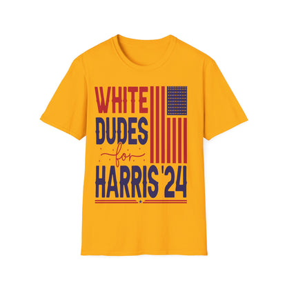 White Dudes for Harris 24 T-Shirt, Patriotic Election Tee, Political Campaign Shirt, Funny Election T-Shirt, Vote Harris 2024