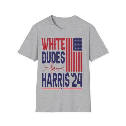 White Dudes for Harris 24 T-Shirt, Patriotic Election Tee, Political Campaign Shirt, Funny Election T-Shirt, Vote Harris 2024