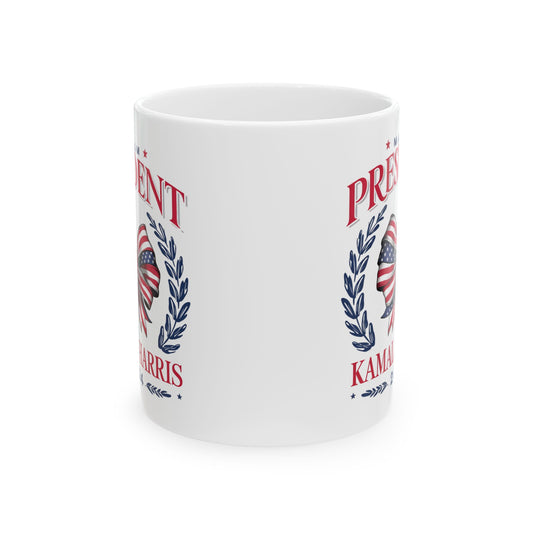 Madam President Kamala Harris 2024 Coffee Mug, Women's Empowerment Mug, Patriotic Election, Political Campaign TopCeramic Mug, (11oz, 15oz)