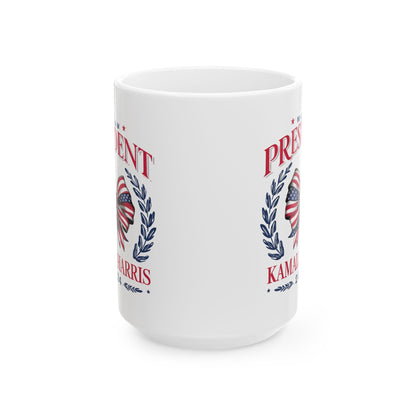 Madam President Kamala Harris 2024 Coffee Mug, Women's Empowerment Mug, Patriotic Election, Political Campaign TopCeramic Mug, (11oz, 15oz)