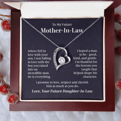 To My Future Mother  in  Law Forever Love Necklace With message For Mom, Gift from Daughter or Son