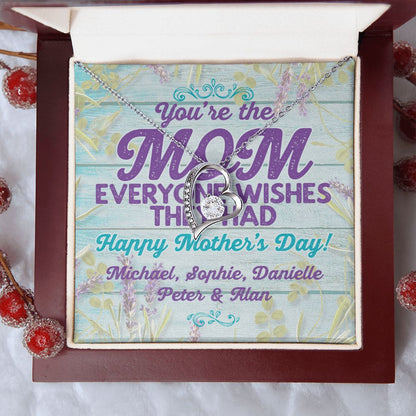 You Are The Mom Forever Love Necklace With message For Mom, Gift from Daughter or Son