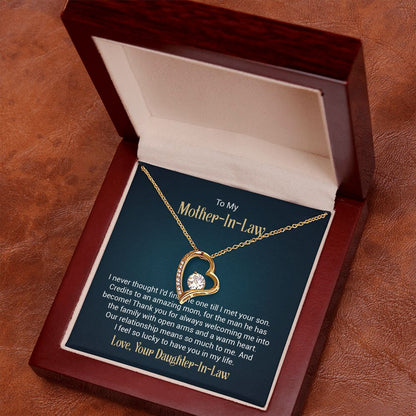 To My Mother - in - Law Forever Love Necklace With message For Mom, Gift from Daughter or Son