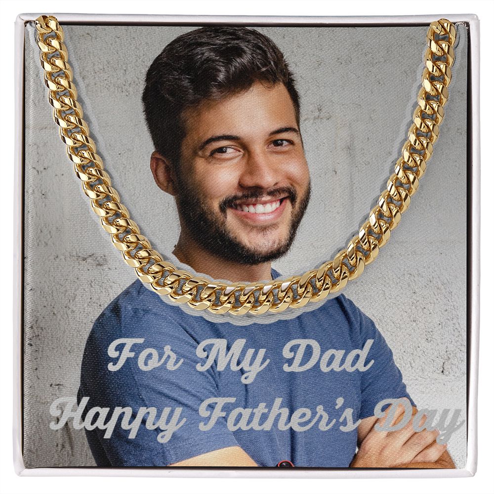 For My Dad Happy Father's Day Cz Cuban Link Chain