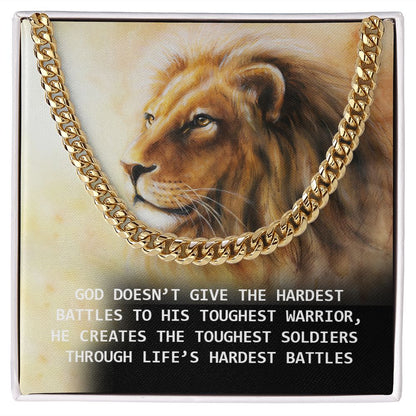 Gof Gives His Battles to The Toughest Soldiers Cuban Chain Necklace  For Dad
