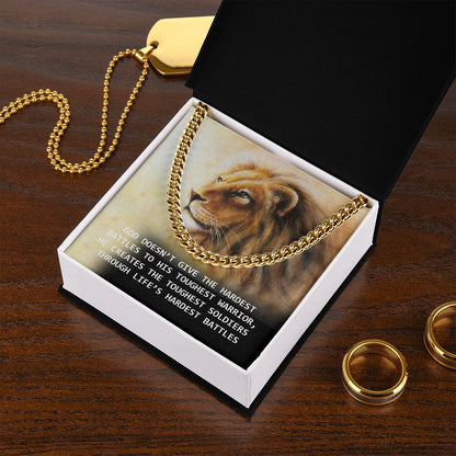 Gof Gives His Battles to The Toughest Soldiers Cuban Chain Necklace  For Dad