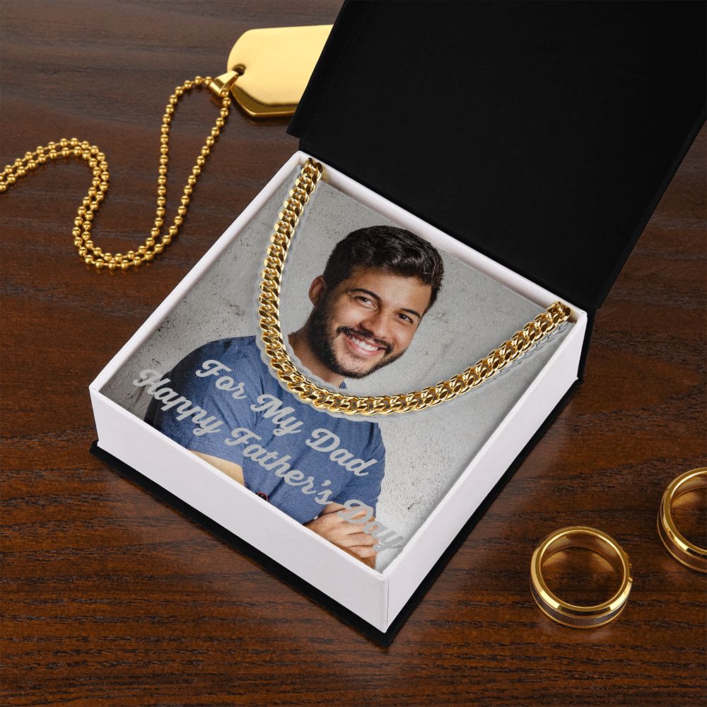 For My Dad Happy Father's Day Cz Cuban Link Chain