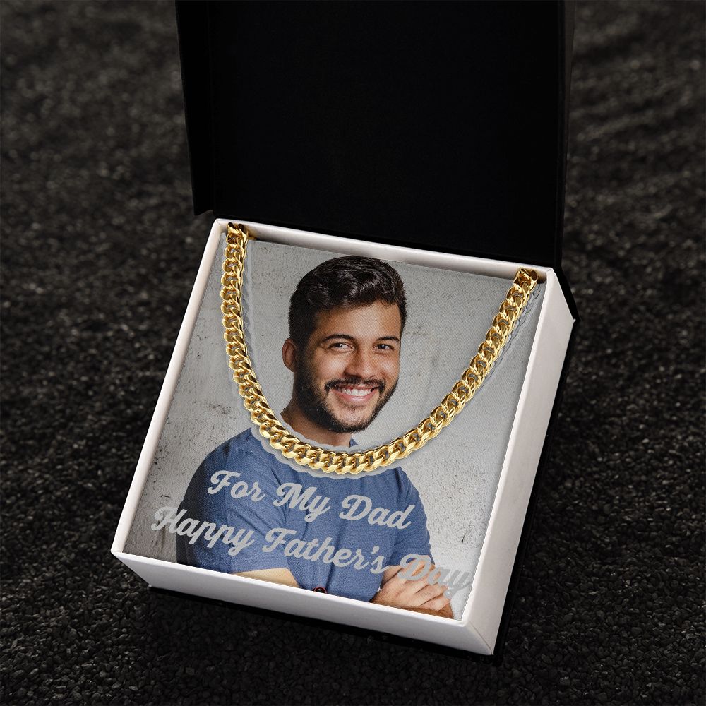 For My Dad Happy Father's Day Cz Cuban Link Chain