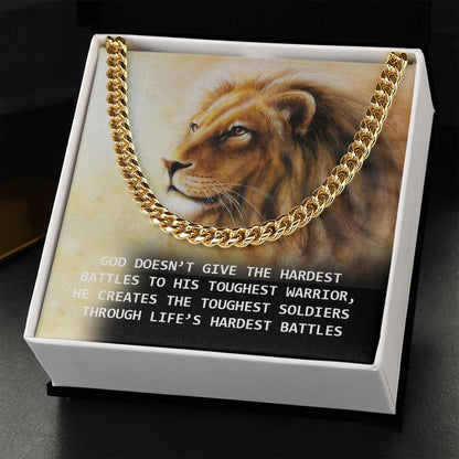 Gof Gives His Battles to The Toughest Soldiers Cuban Chain Necklace  For Dad