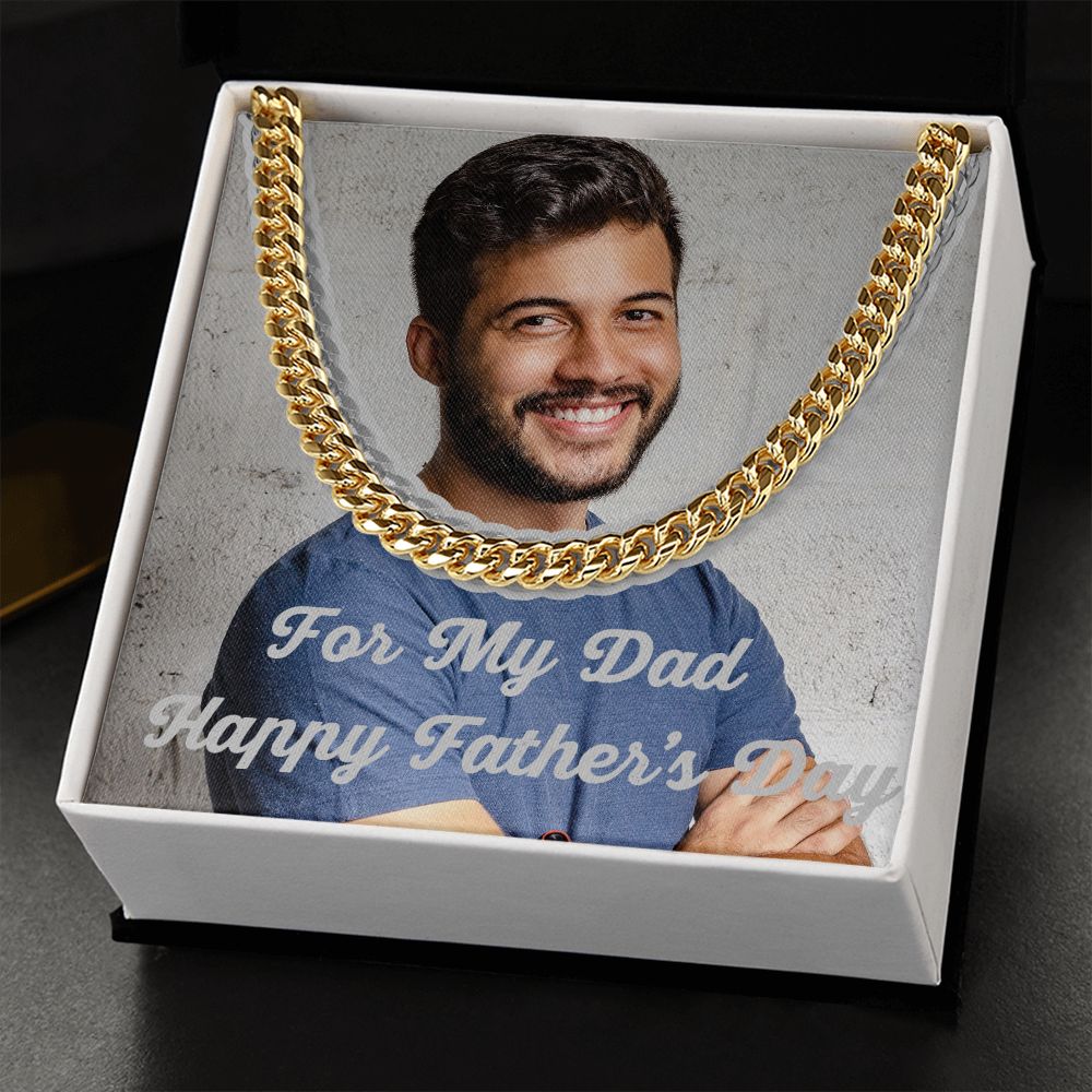 For My Dad Happy Father's Day Cz Cuban Link Chain