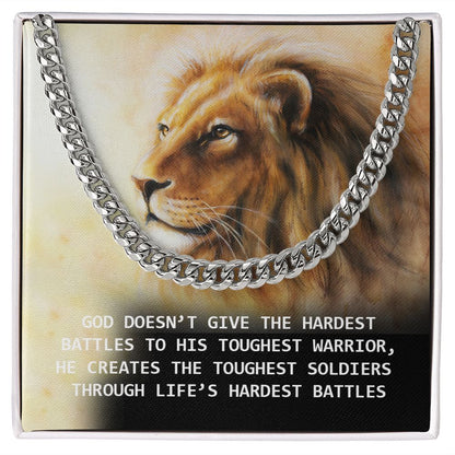 Gof Gives His Battles to The Toughest Soldiers Cuban Chain Necklace  For Dad