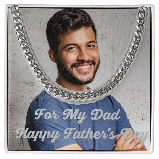 For My Dad Happy Father's Day Cz Cuban Link Chain