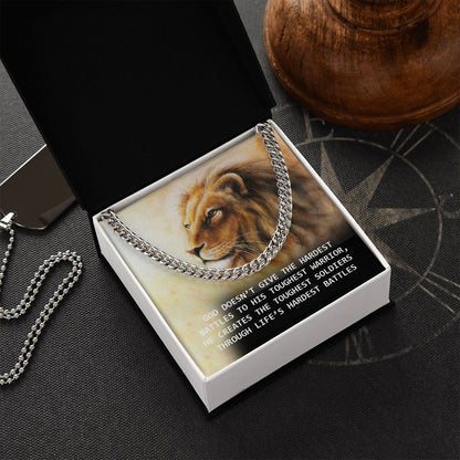 Gof Gives His Battles to The Toughest Soldiers Cuban Chain Necklace  For Dad